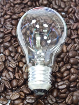 Lamp on the black coffee beans.