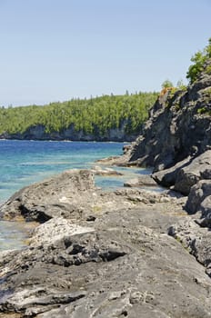 Rock and clear water at shore of Georgian Bay Ontario