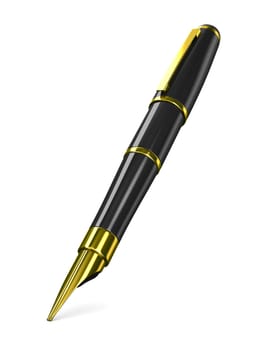 fountain pen on white background. Isolated 3D image