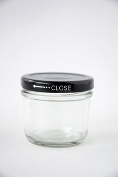 glass jar with text close isolated