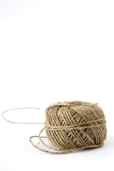 ball of hemp rope on white background