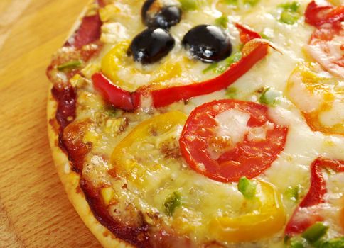 home pizza with tomato and eggplant  Closeup 