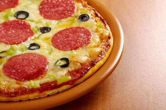 home pizza  Pepperoni.Closeup 