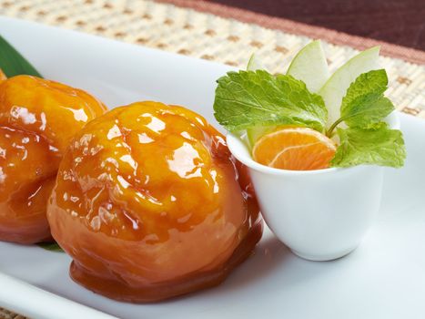 Traditional Japanese dessert fruit.closeup