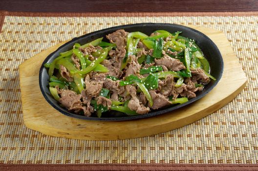 chinese cuisine .Chinese dish - beef with vegetables close-up 