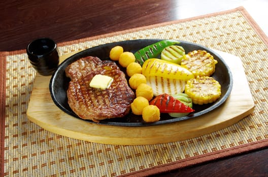 Japanese cuisine .Japanese pork Steak
