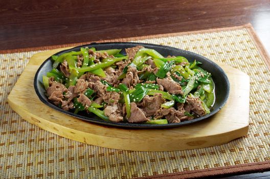 chinese cuisine .Chinese dish - beef with vegetables close-up 