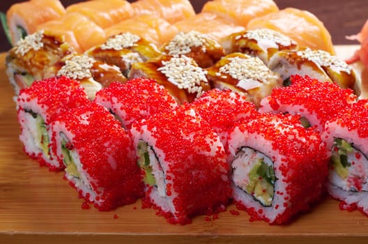 set of japanese sushi. traditional japanese food