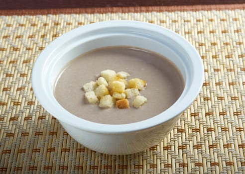 Close up of mushroom soup.Japanese cuisine 