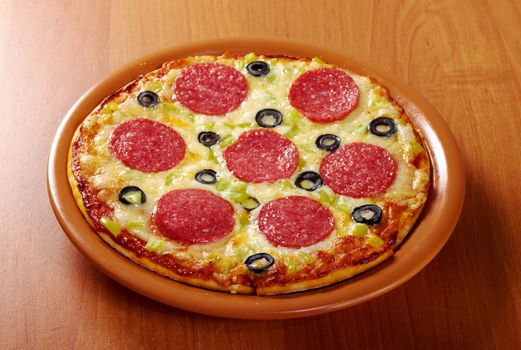 home pizza  Pepperoni.Closeup 