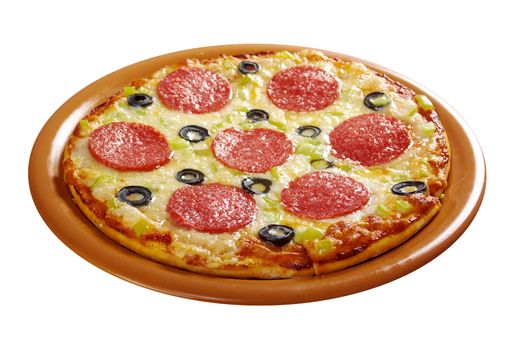 home pizza  Pepperoni.Closeup .isolated on white background. 