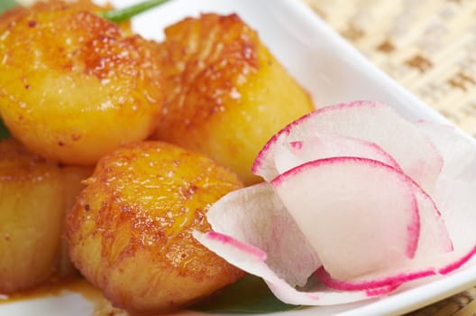 Baked scallops. traditional japanese food