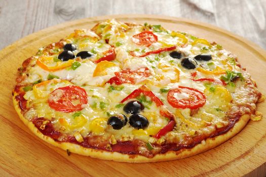 home pizza with tomato and eggplant  Closeup 
