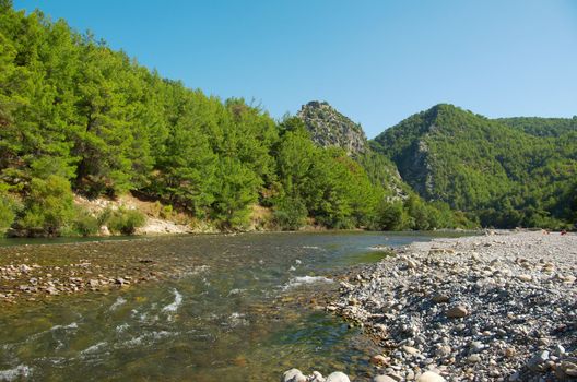 
mountain river.  Turkey.Castle Alarahan Antalya Turkey