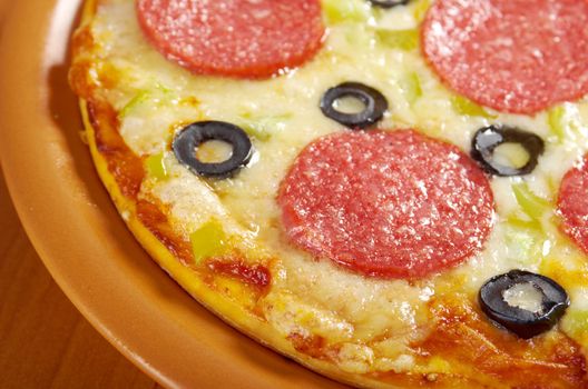 home pizza  Pepperoni.Closeup 