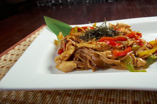 udon noodles with beef tendon stew.Japanese cuisine