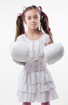young beautiful girl ready to box