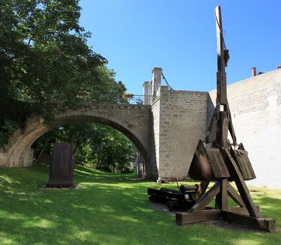 antique photo of a catapult war machine medieval medieval