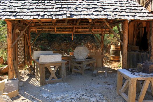 sculpture workshop for medieval stonemasons