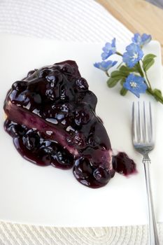 blueberry cheesecake serve on white plate