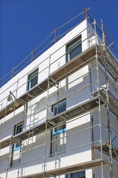 scaffolding on a construction site housing housing estate