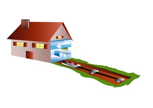 ecological houses with air-conditioning in basement or by geothermics