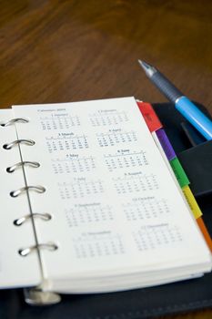 personal organizer open on calendars page