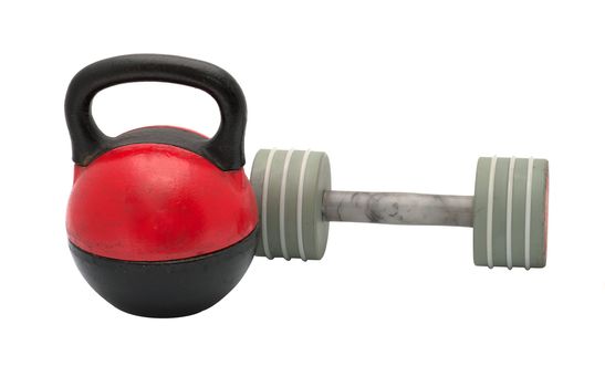 Dumbbell and the weight on a white background.
