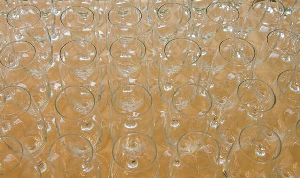 A glass background on yellow tablecloth