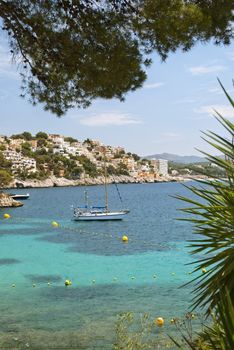 View of the ocean and yachts, Majorca, Spain