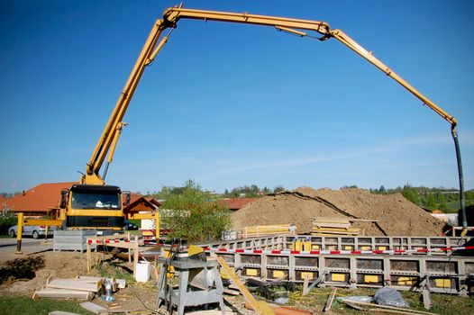 Cellar Under Construction with blue sky