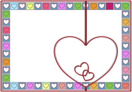 Valentine background with hearts in pastel colors squares