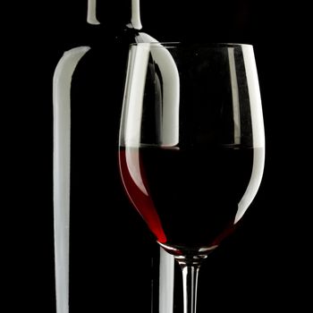 Red Wine Glass silhouette Black Background