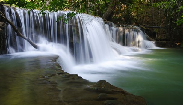 One of the beautiful waterfalls in Kanchanaburi Province is named. Huai Mae Kamin.