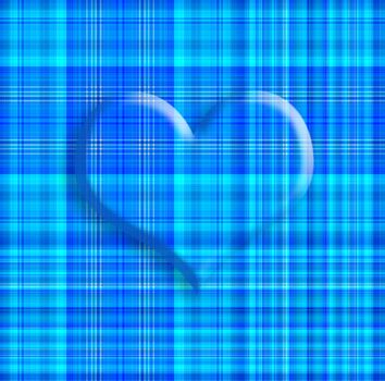 transparent heart on blue plaid