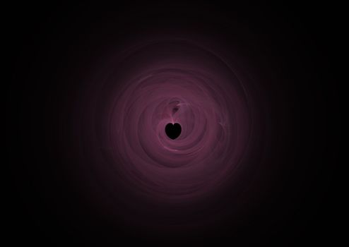 Pink heart shape fractal picture on the dark background