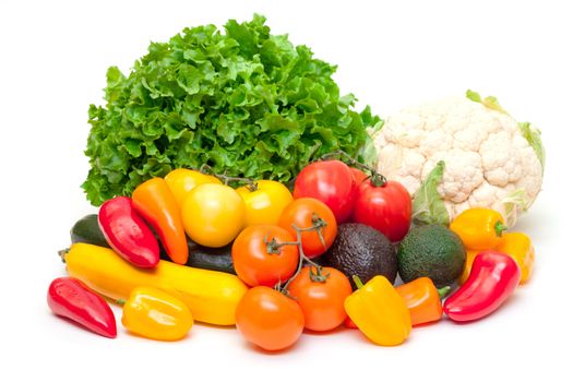 Mixed Fresh Vegetables, on white background