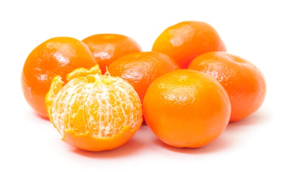 Ripe Tasty Tangerines on white background