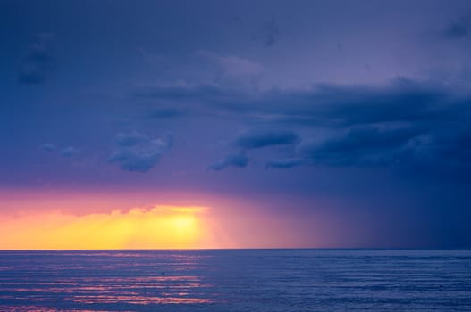 Colorful sunset at Baltic Sea