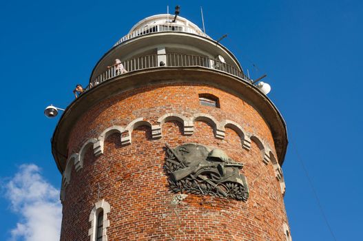 An image of brick lighthouse from the second world war in Kolobrzeg. Poland