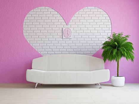 A romantic room with a sofa near the wall