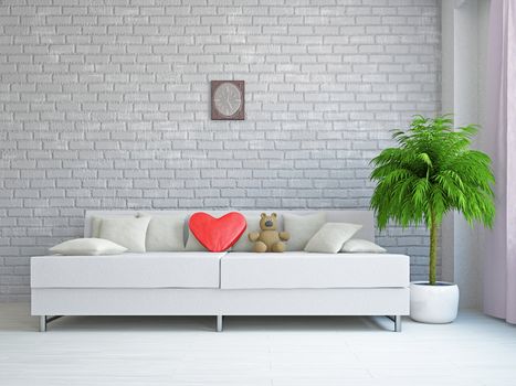 A romantic room with a sofa near the wall