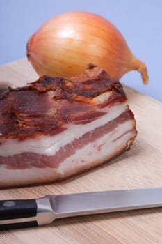 Bacon,knife and onion