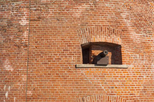 An image of brick lighthouse from the second world war in Kolobrzeg. Poland