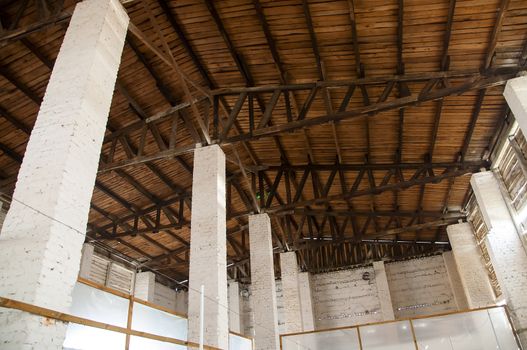 An image of wooden barn roof