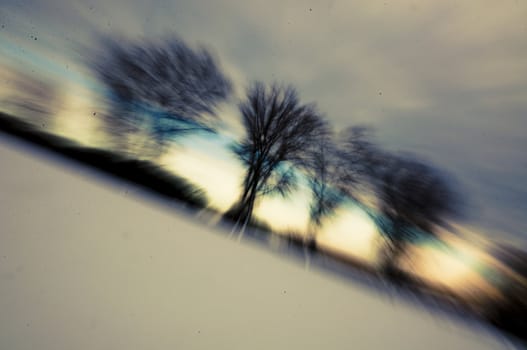 Abstract effect of zooming in winter