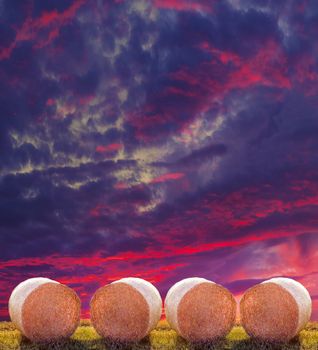 An image of straw bales. Agriculture background