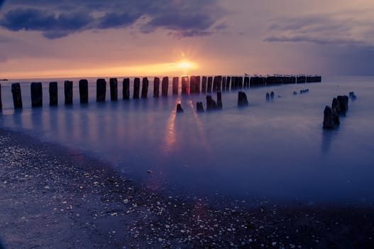 Colorful sunset at Baltic Sea