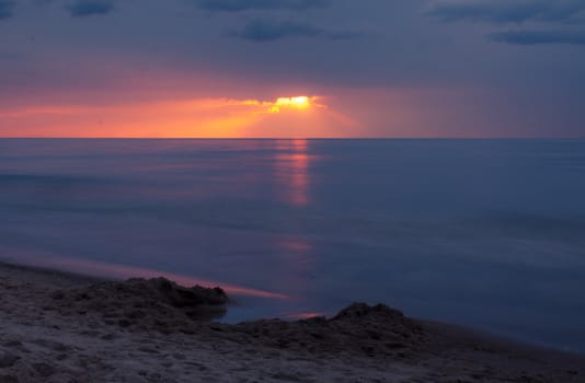 Colorful sunset at Baltic Sea