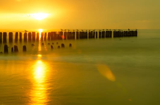 Colorful sunset at Baltic Sea